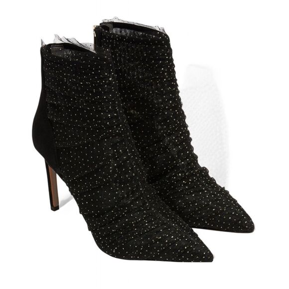 SAM EDELMAN Farren Tulle Pointed-Toe Booties in Black Size 7 NEW - Picture 1 of 16